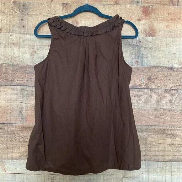 Tommy Hilfiger Women's M Blouse Brown Aztec Sleeveless Round Neck Cotton Y2K - Picture 2 of 7